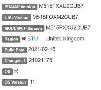 Samsung Galaxy M51 Android 11 Firmware Details