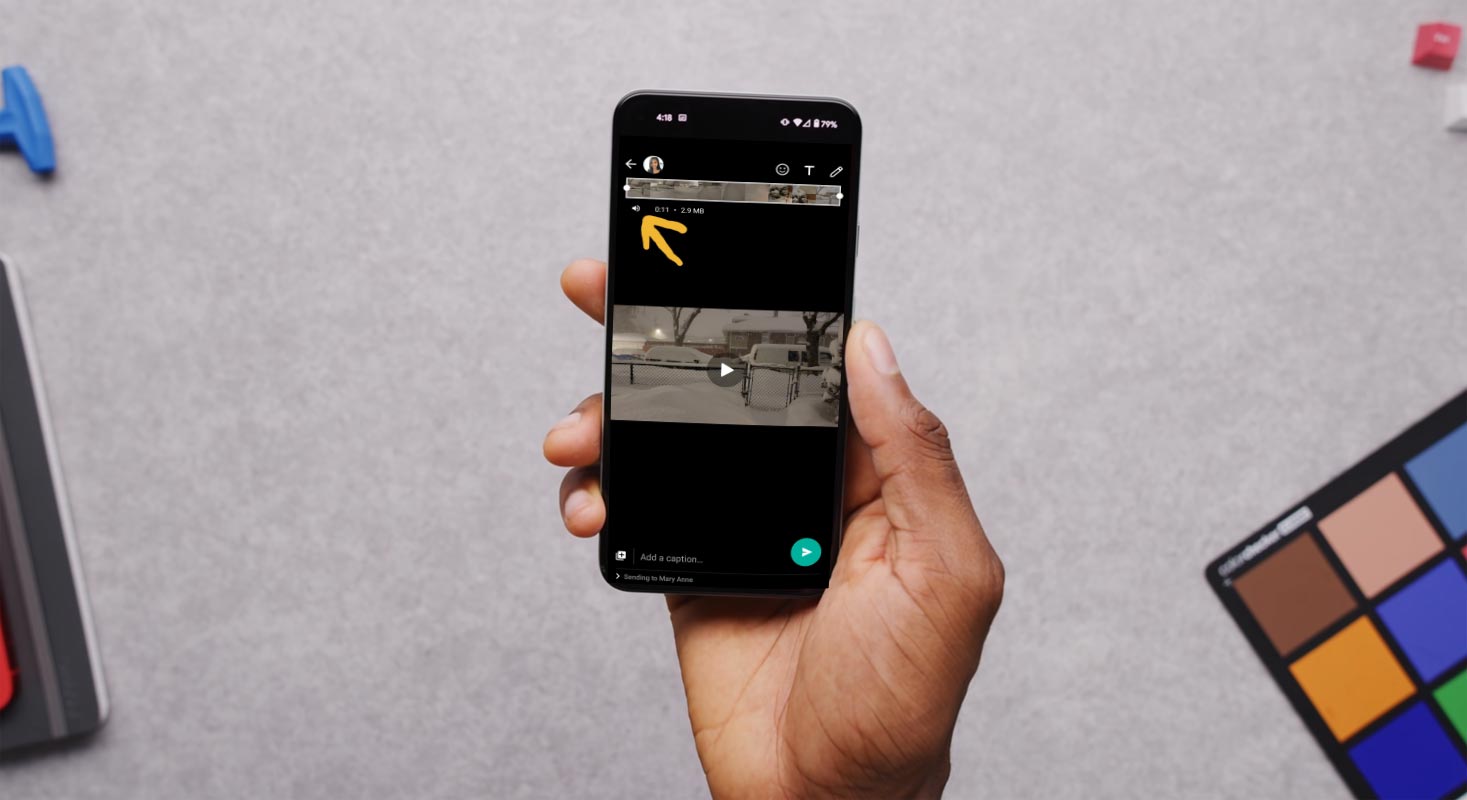 WhatsApp Muted Vdieos Send in Pixel mobile