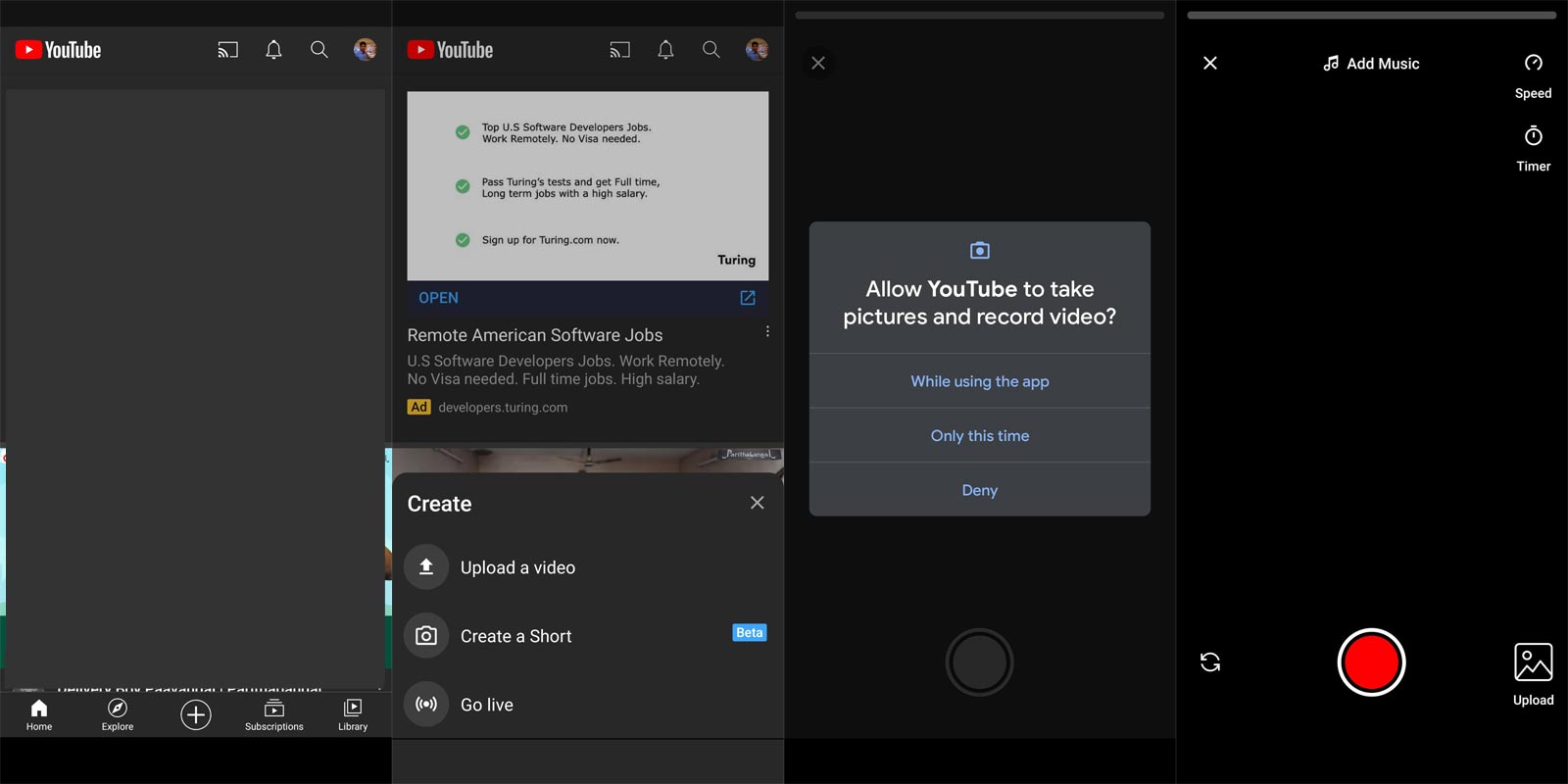 YouTube Shorts App Screenshots