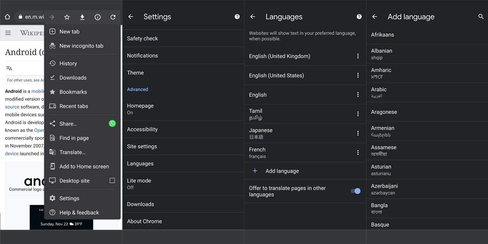 Add Language Google Chrome Android