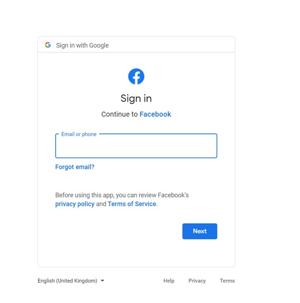 Facebook Transfer Information Authentication Google Account