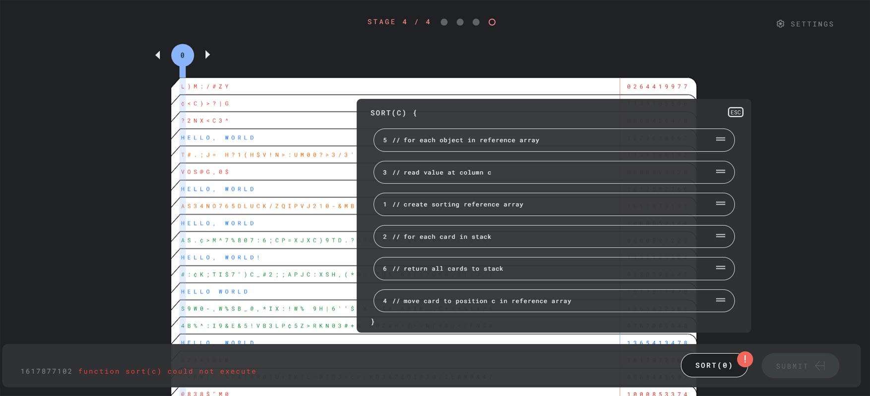 Google I/O 2021 Puzzle 10 Sort Stage 1