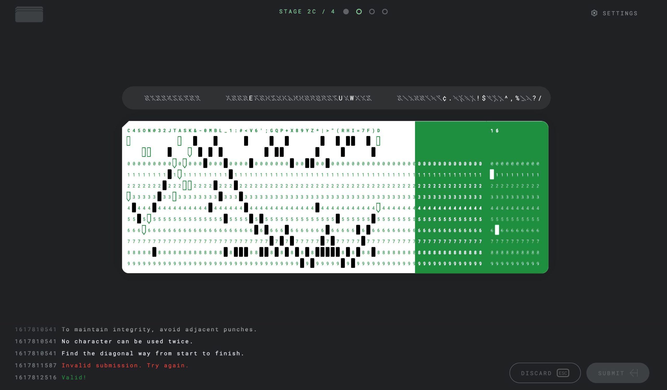 Google I/O 2021 Puzzle 6- Stage 2C- Complete the punch card