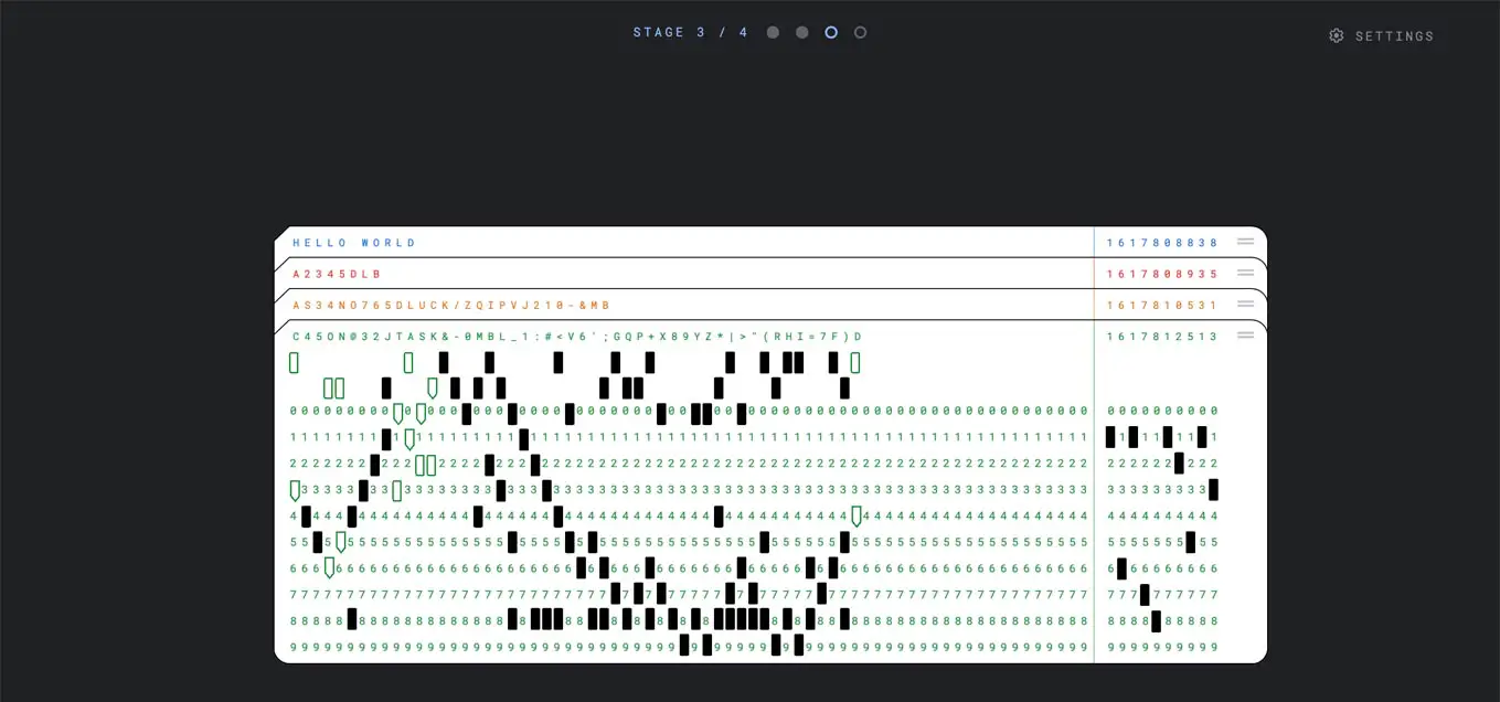 Google I/O 2021 Puzzle 8 Punch Card Arrange