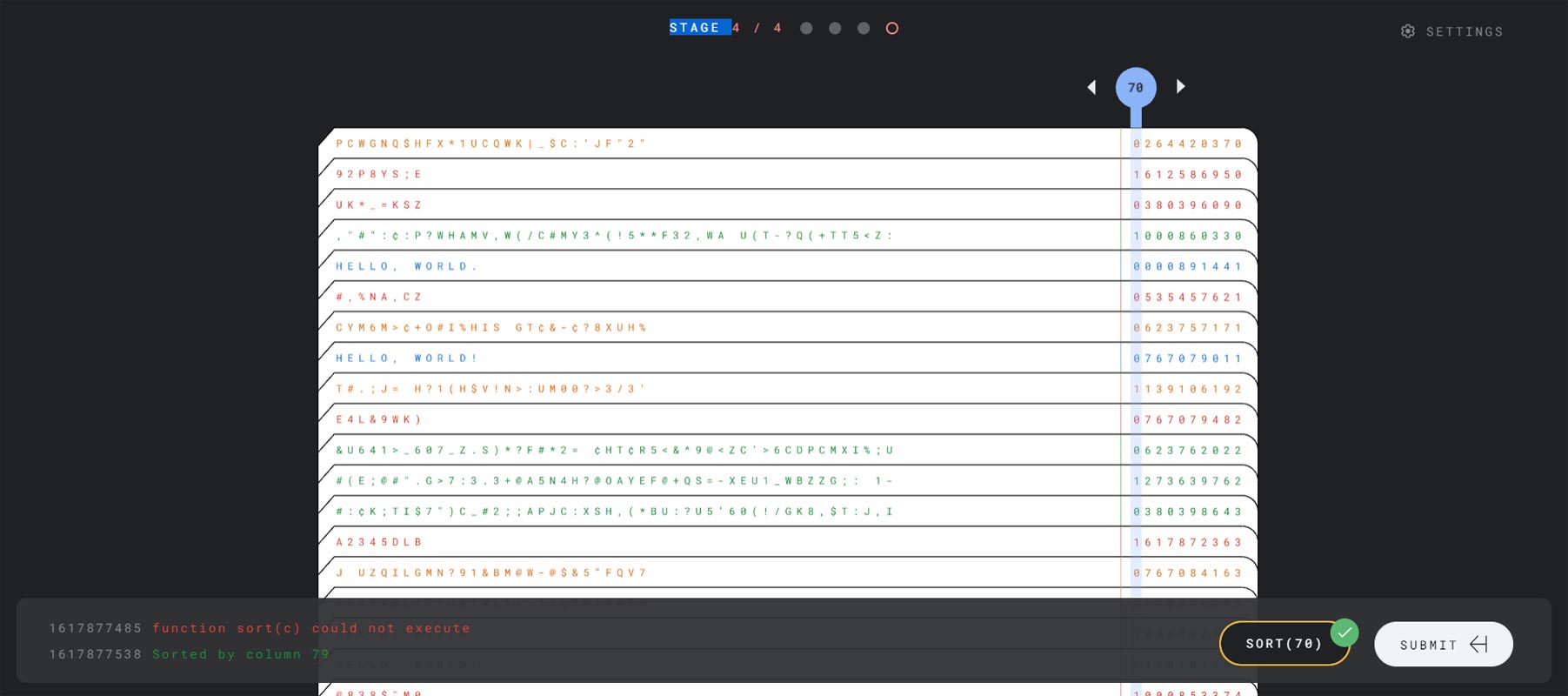 Google I/O 2021 Puzzle 10 Sort Final Stage