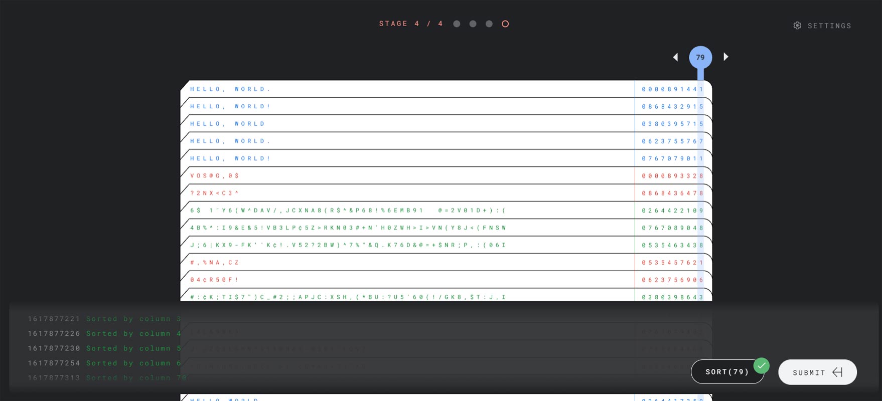 Google I/O 2021 Puzzle 10 Sort Stage 2