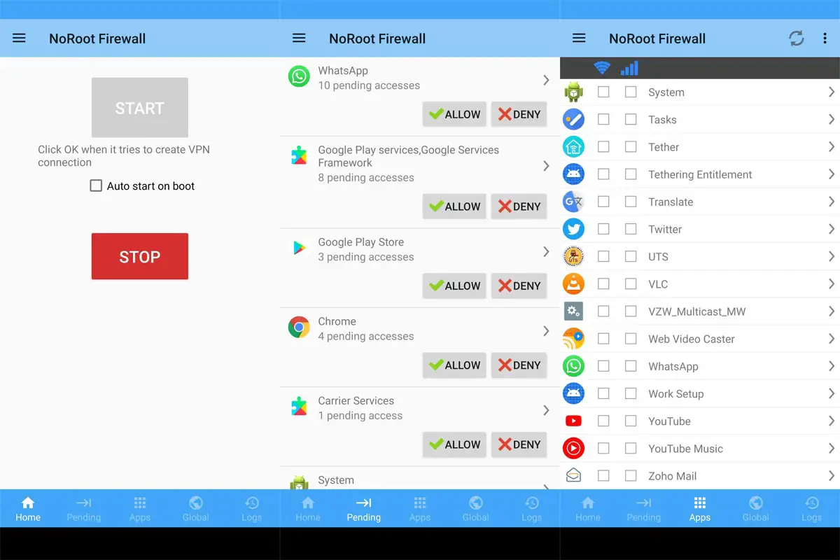 NoRoot Firewall Screenshots