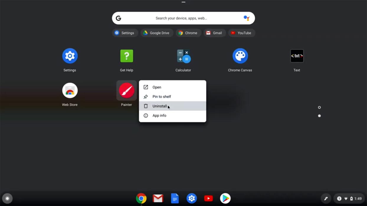 Un-Install Google Chrome OS App