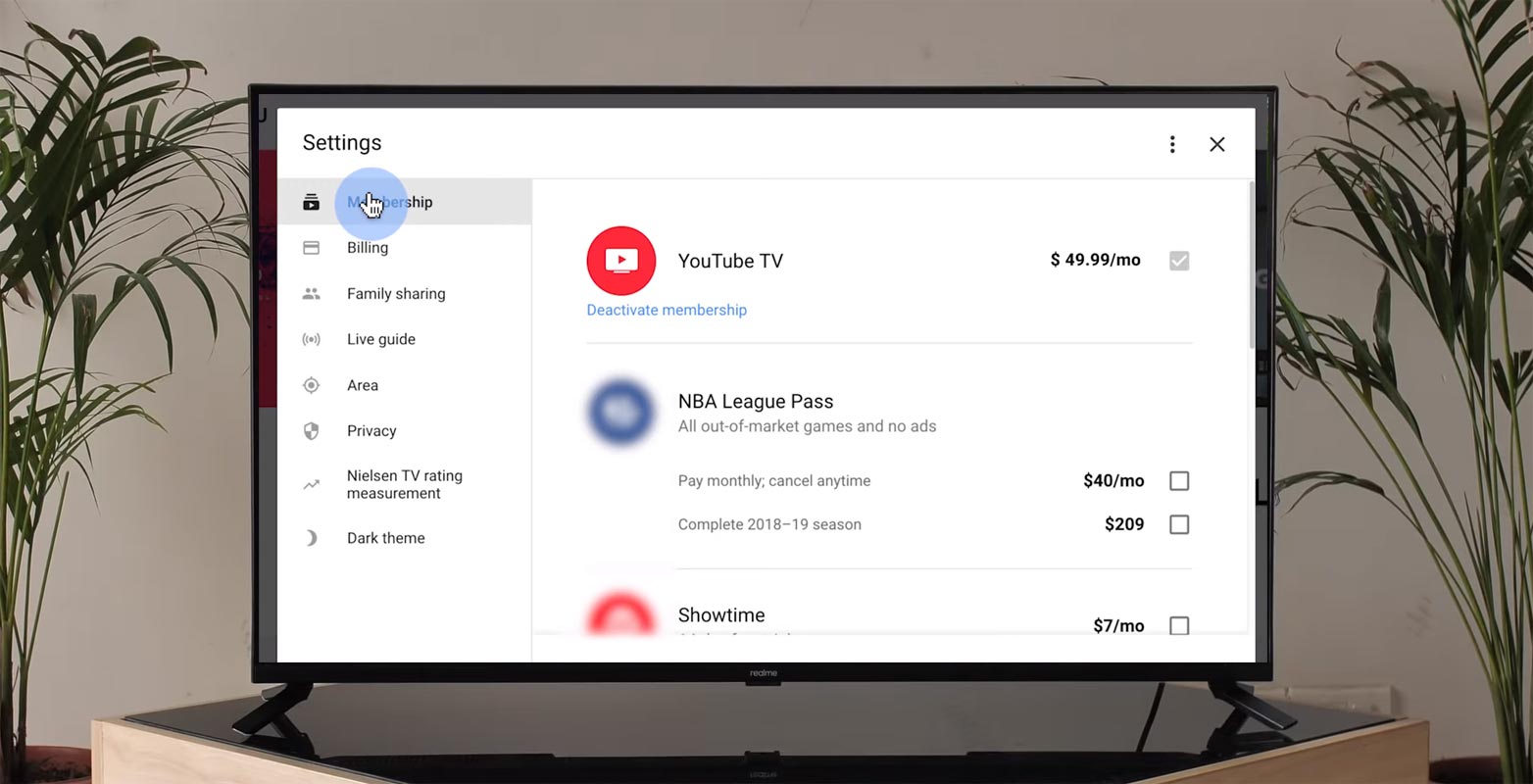 YouTube TV Subscription in Android TV