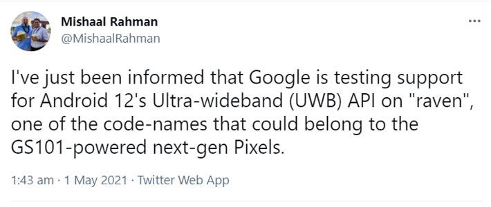 Google Pixel 6 will have UWB Connectivity