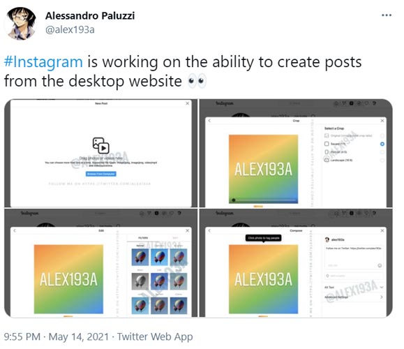 Instagram New Post Feature Leak Tweet