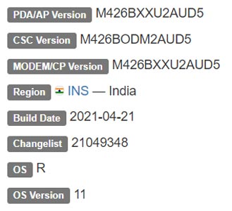 Samsung Galaxy M42 5G Android 11 Firmware Details