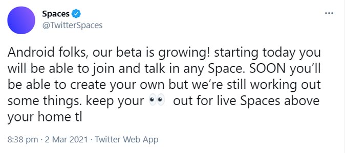 Twitter Space in Android Tweet