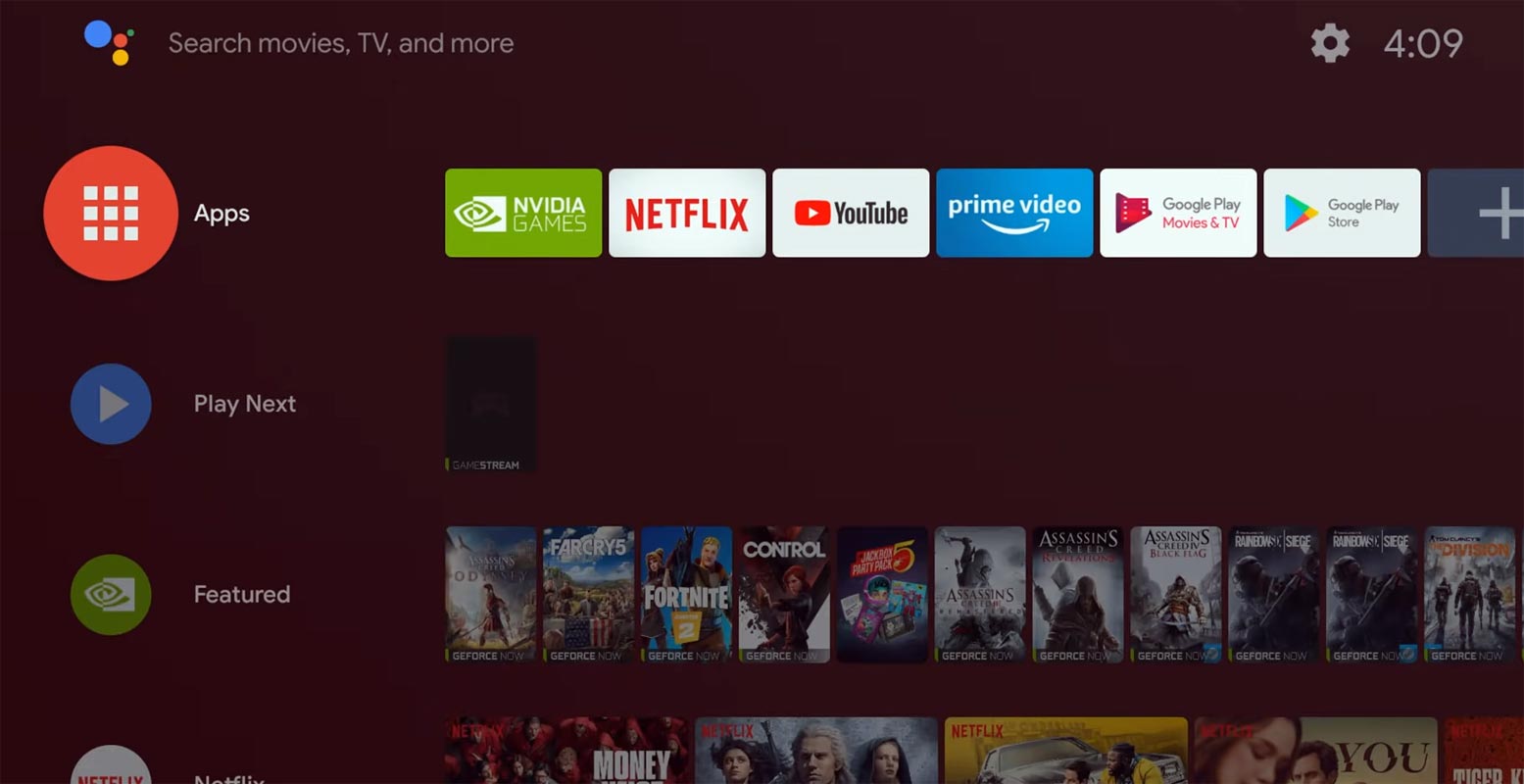 Nvidia Shield TV Home Screen