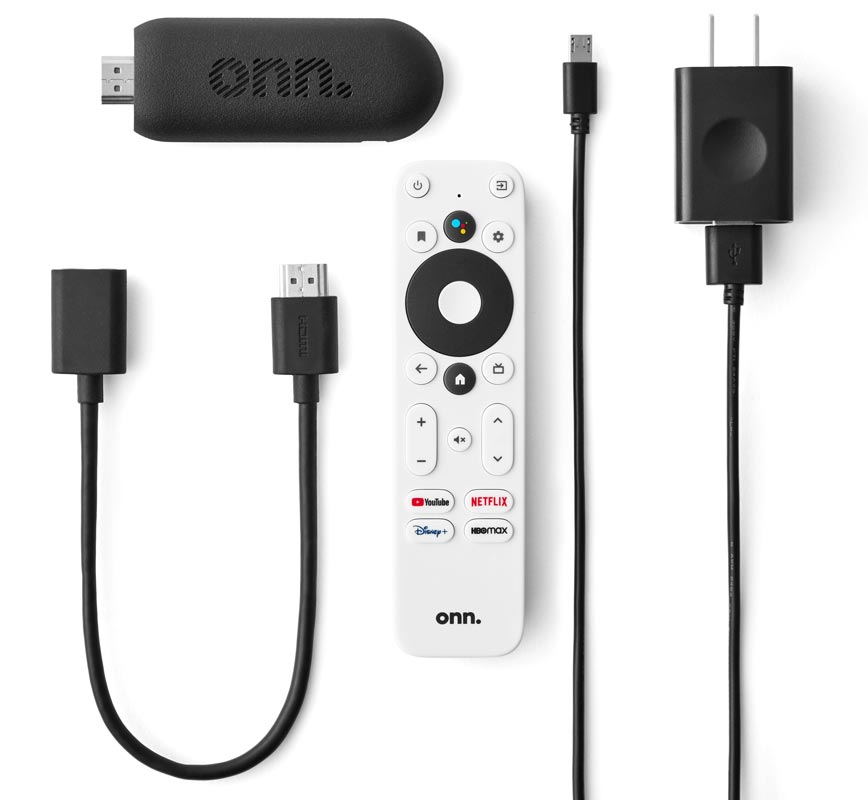 Onn Android TV Stick with Remote and Plug