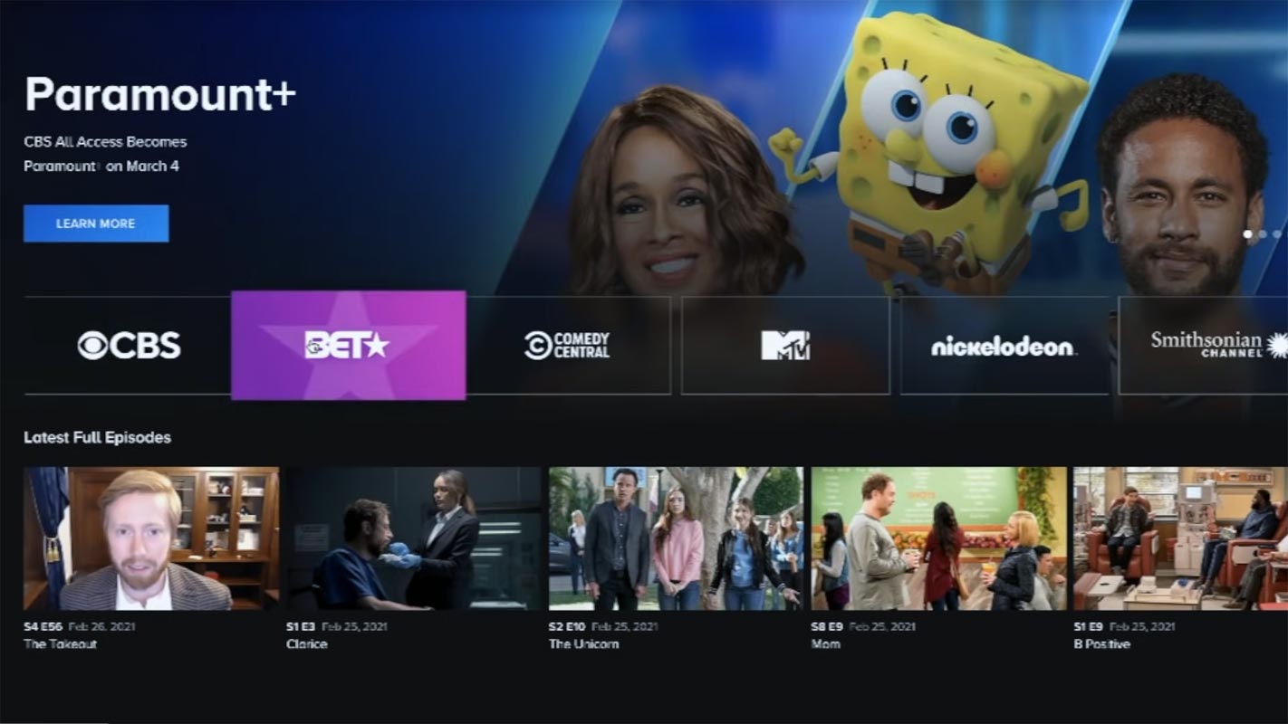 Paramount Plus App Screen