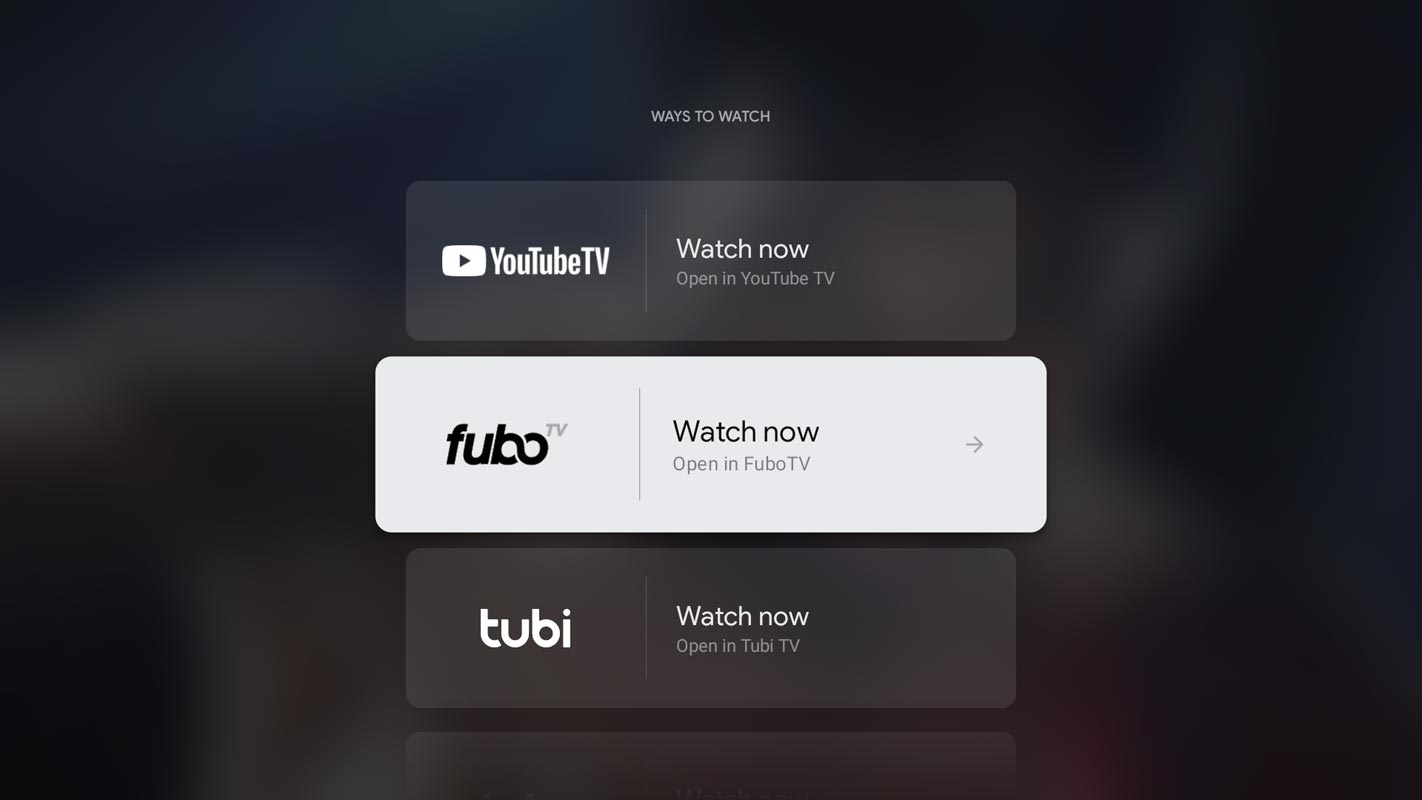 Fubo TV app available in Google TV Chromecast