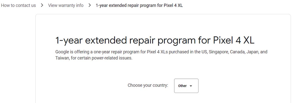 Google extends Pixel 4 XL Power Related issue warranty for One Year