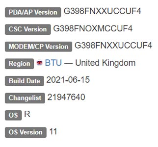 Samsung Galaxy XCover 4s Android 11 Firmware Details