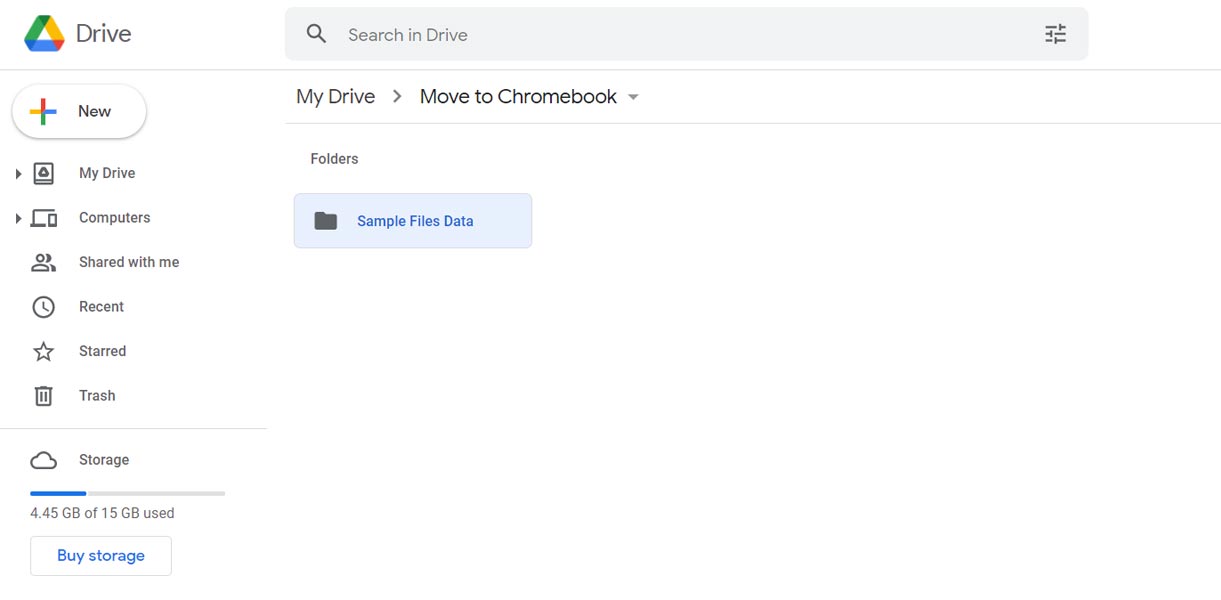 Data in Google Drive for Chromebook