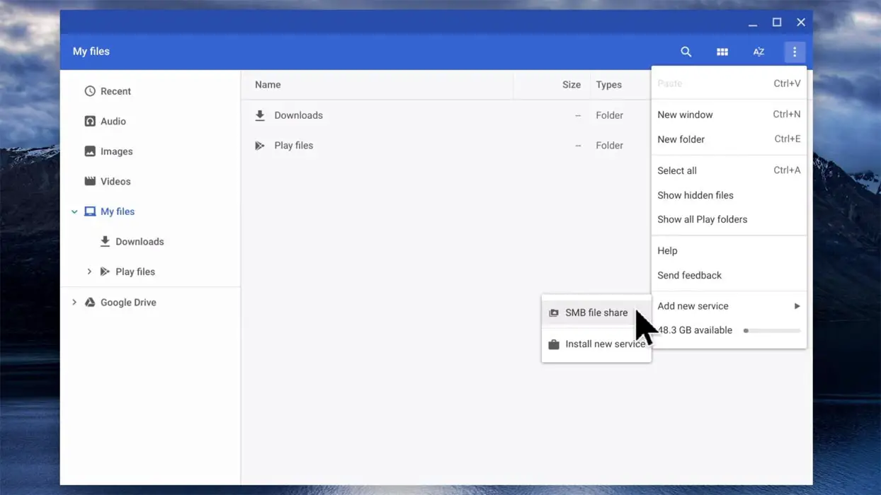 SMB File Share in Chromebook Option