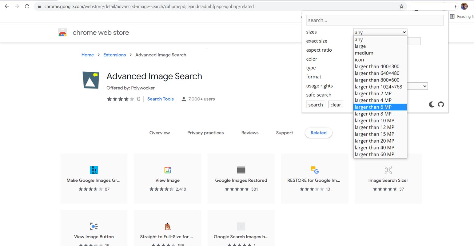 Adavanced Image Search Plugin Google Chrome