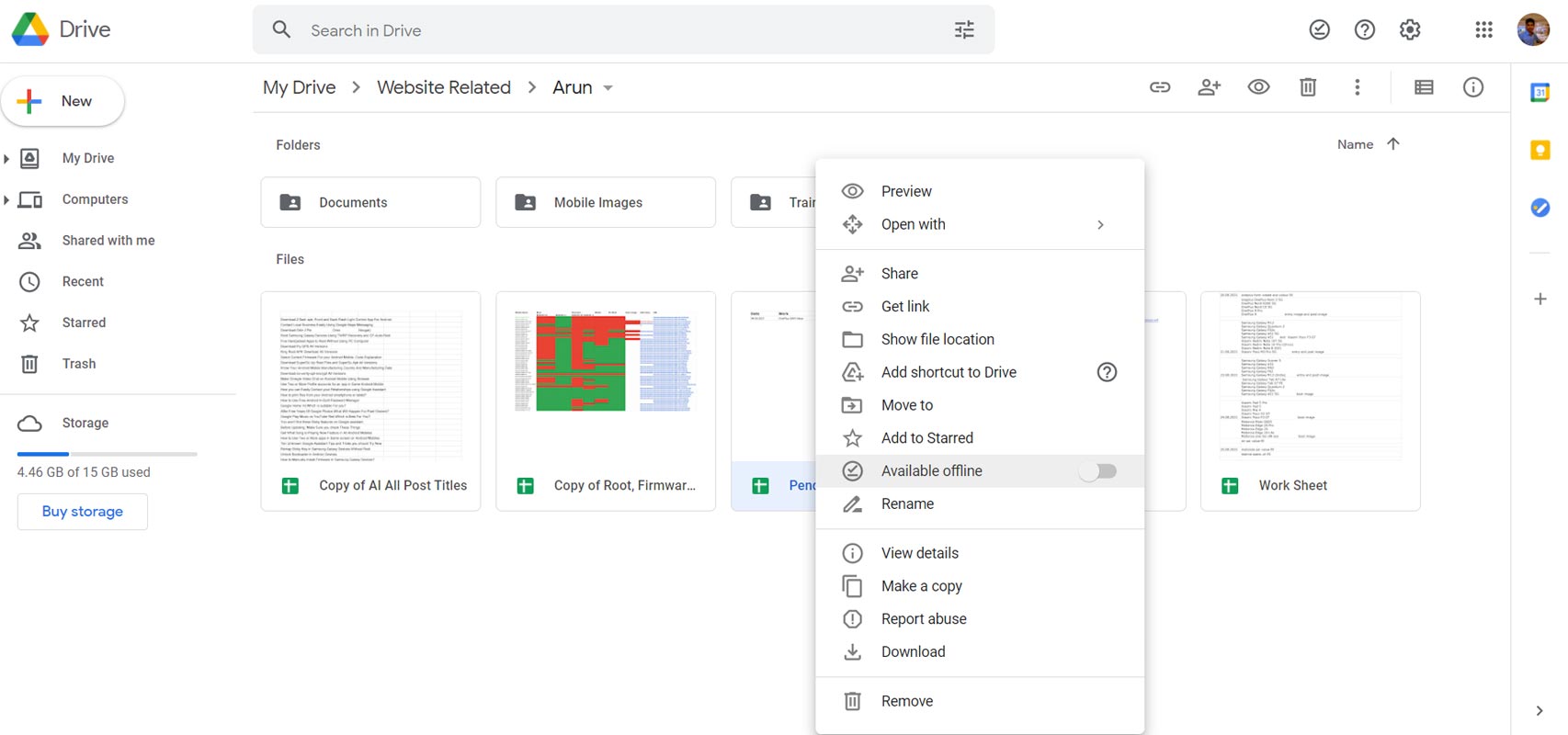 Google Drive All Files Offline Mode Support