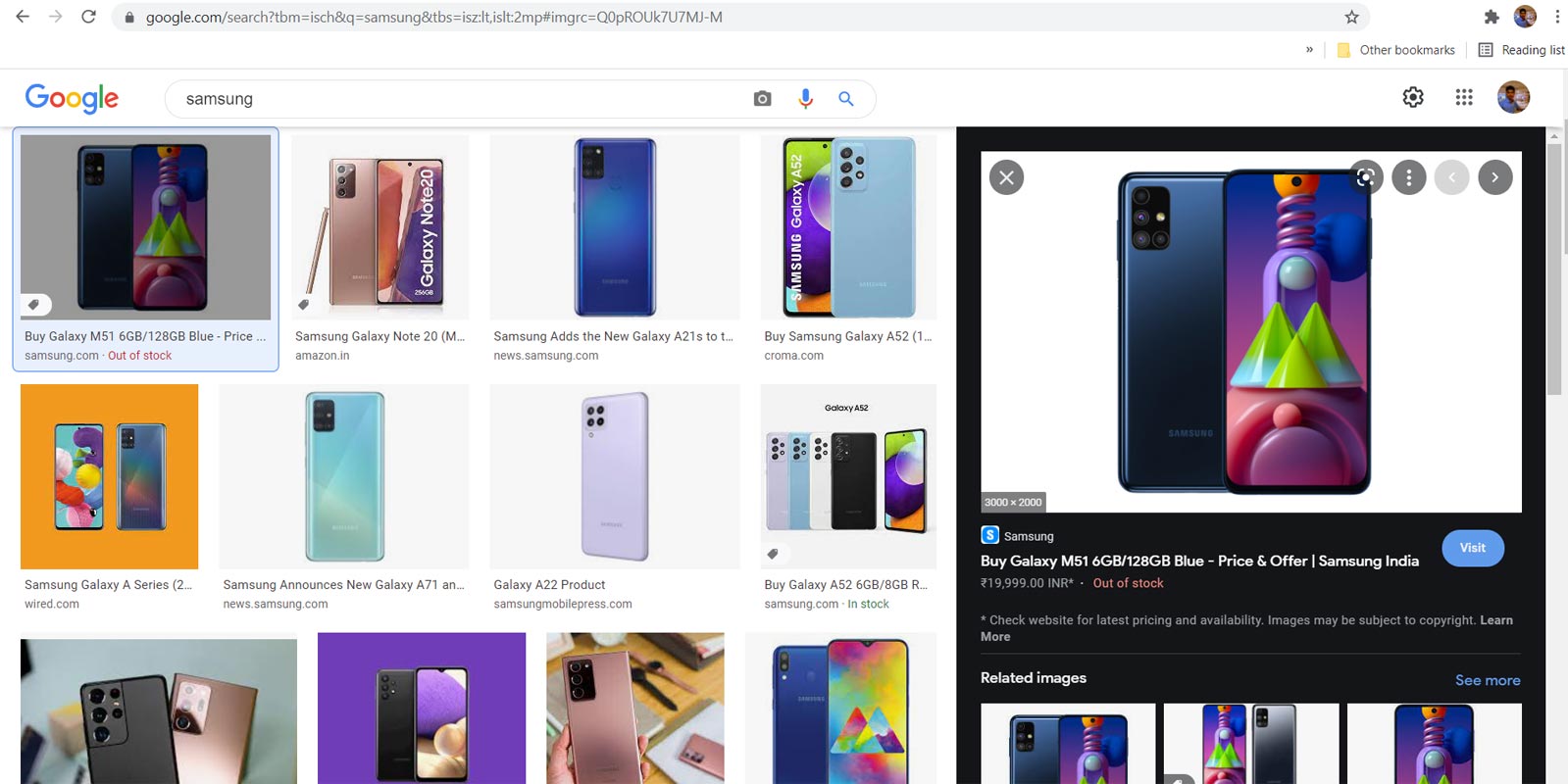 Image Size Custom Search in Google Images