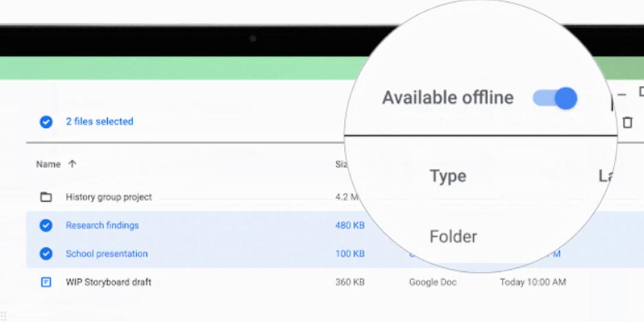 Offline Availability in Googel Drive for All Files