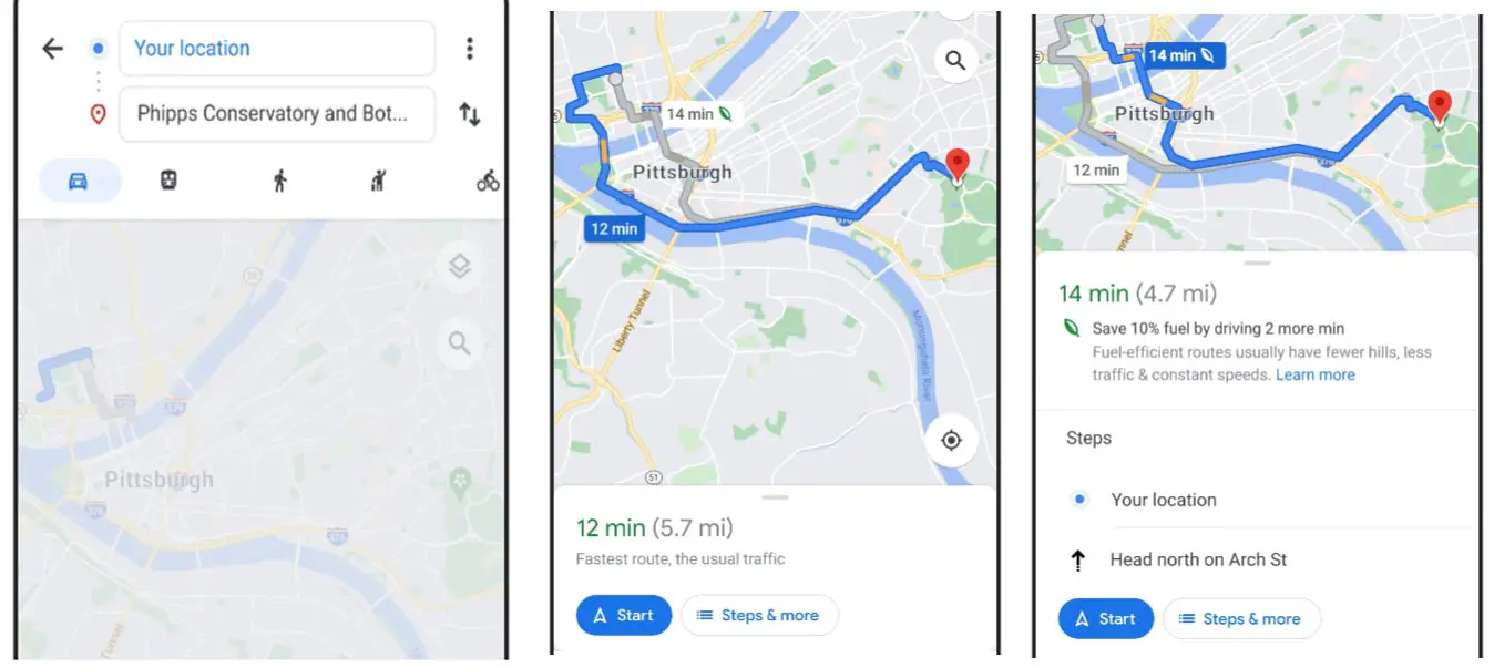 Fuel Efficient Routes in Google Maps
