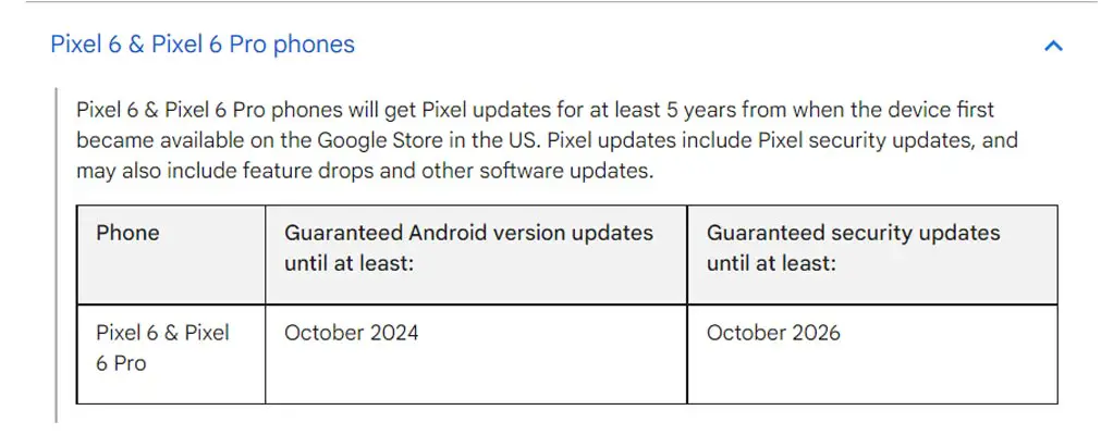 Google Pixel 6 and 6 Fiver Years of OTA Updates