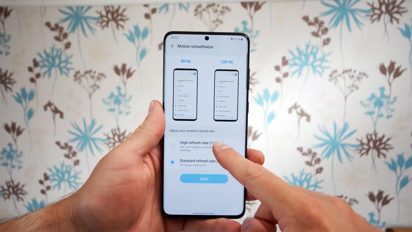 Samsung Galaxy S20 Plus High Refresh Rate Settings