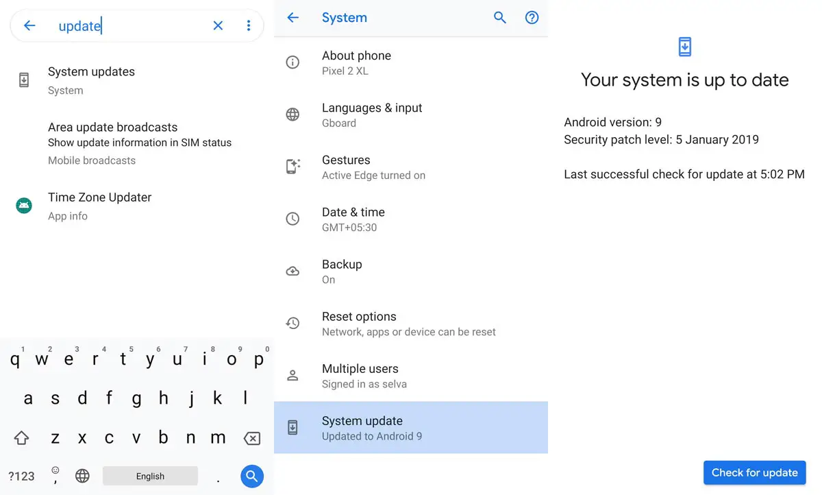 checking for software update android