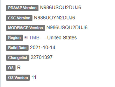 samsung galaxy note 20 ultra android 11 t-mobile firmware details