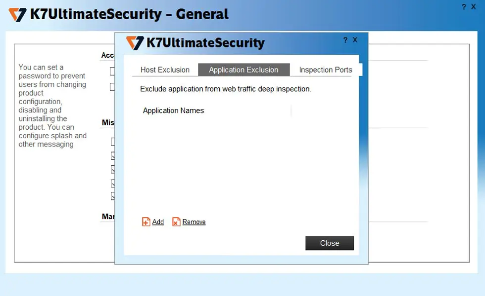 Application Exclude K7 Ultimate Security