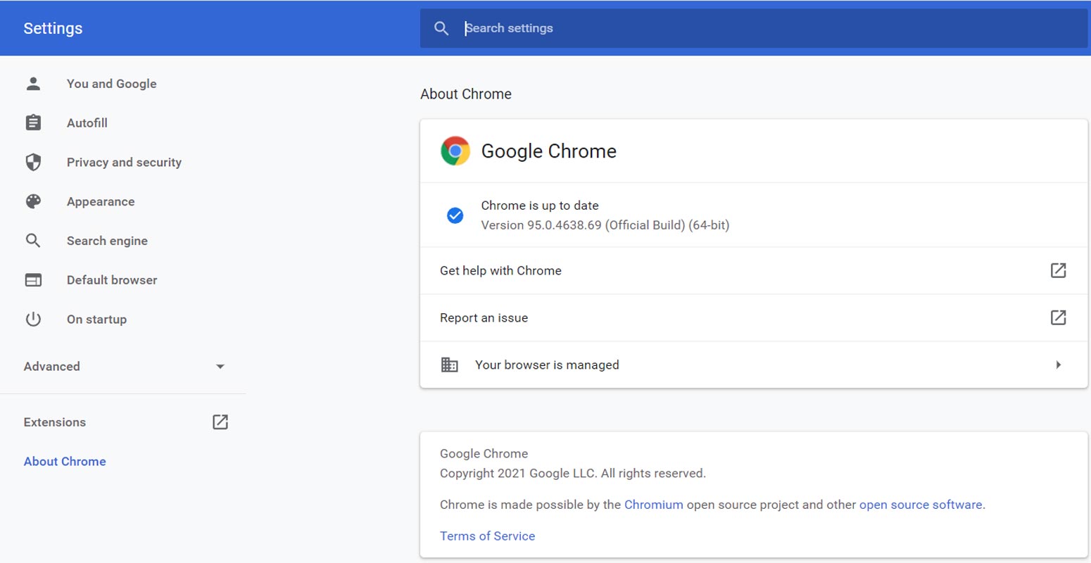 Google Chrome Update Version