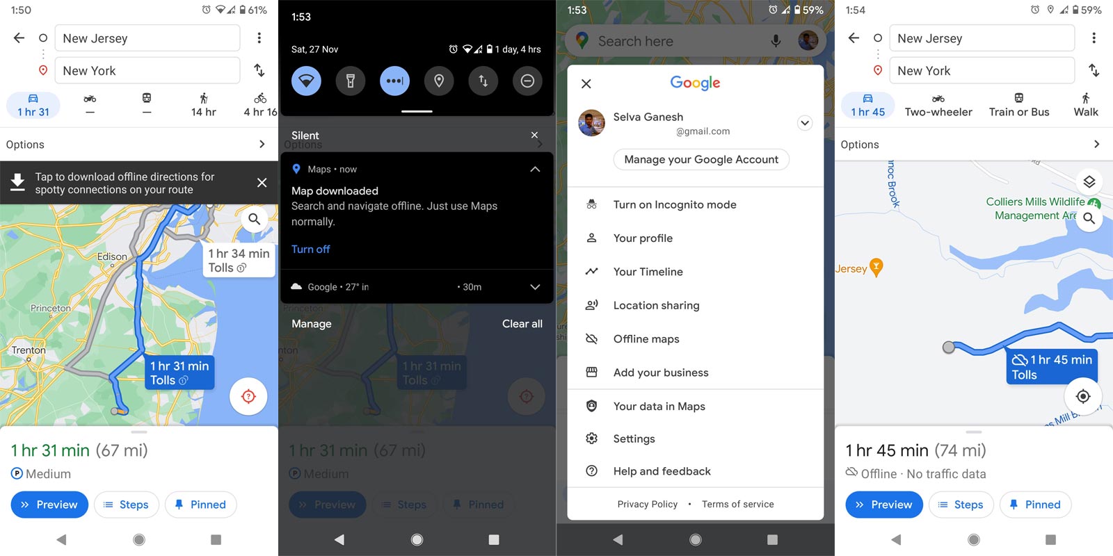 Google Maps Android App Offline Screenshots