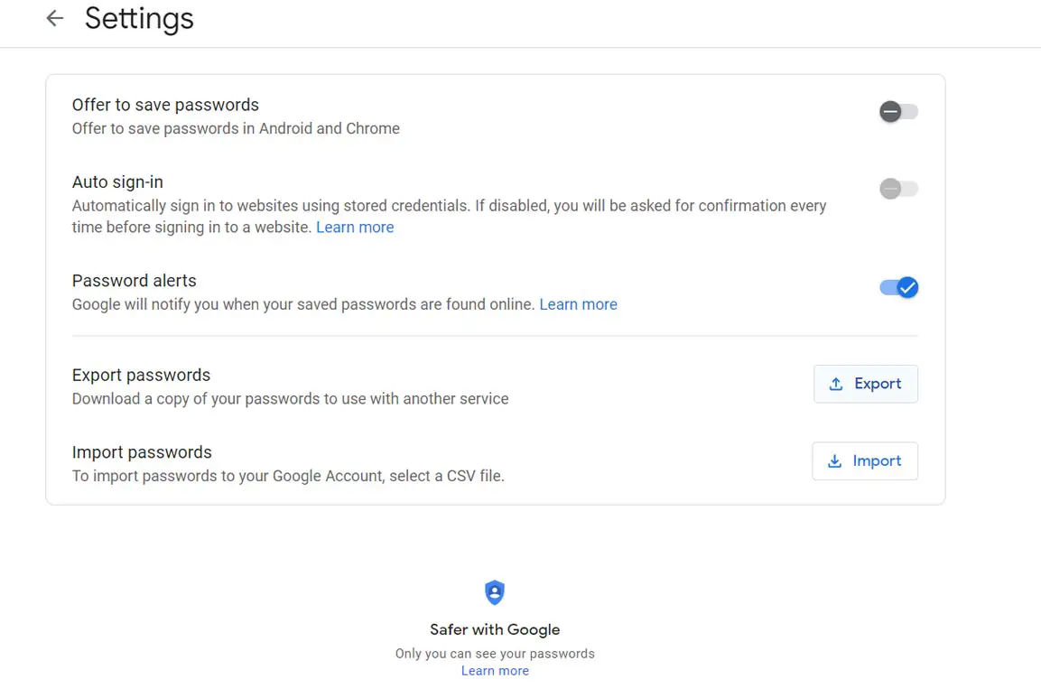 Google Password Manager Export