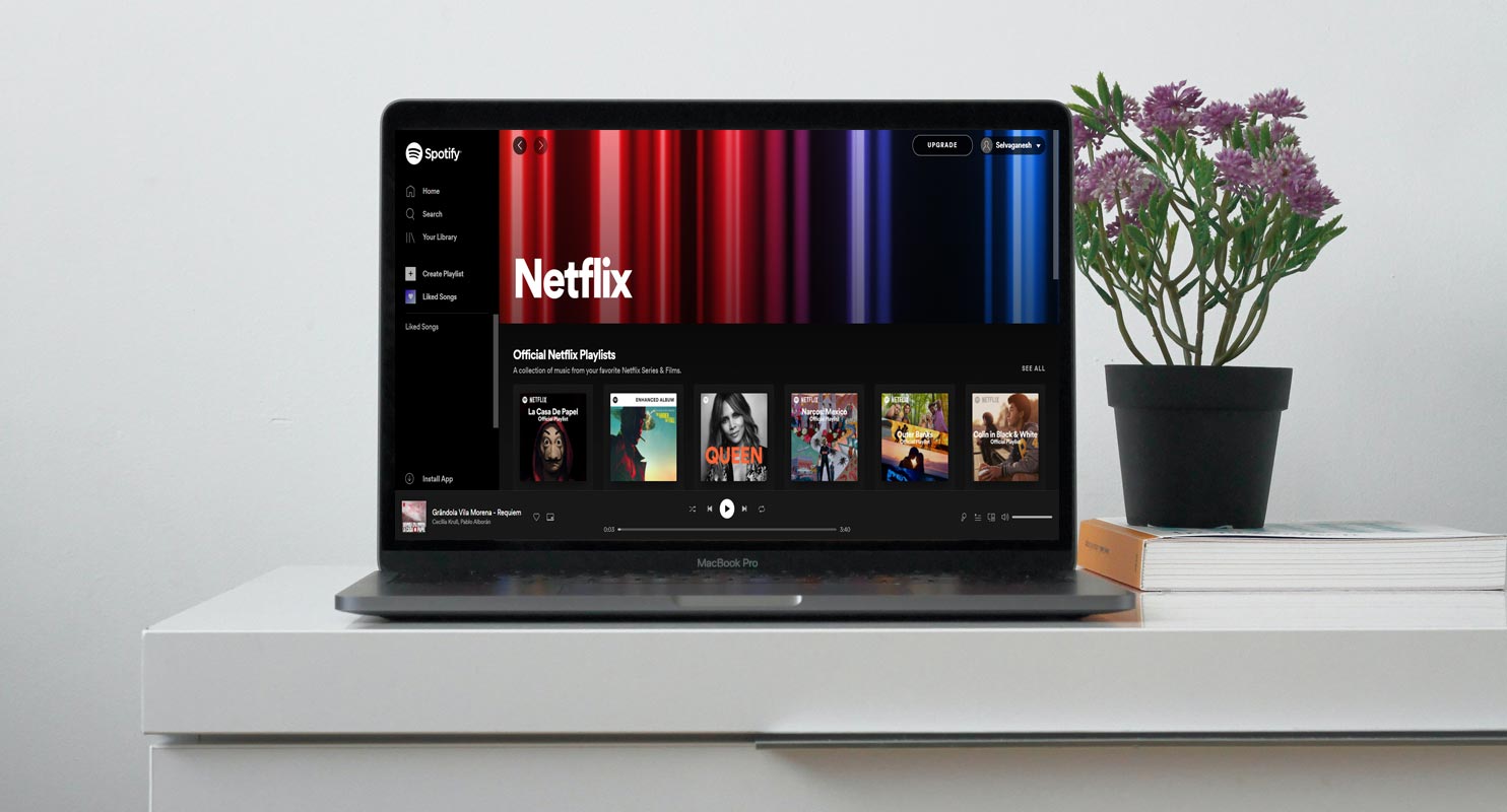 Netflix Hub Spotify in Macbook