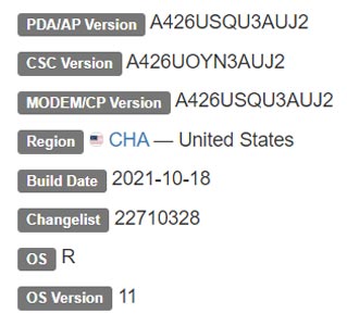 Samsung Galaxy A42 5G SM-A426U Spectrum Mobile Charter USA Android 11 Firmware Details
