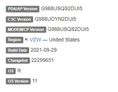 samsung galaxy s20 ultra 5g android 11 verizon firmware details