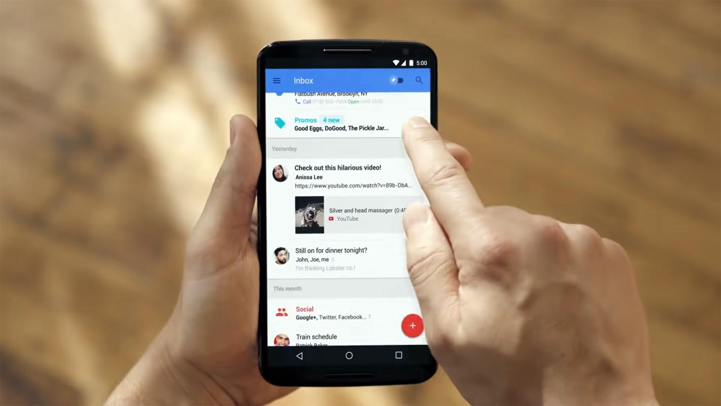 Google Inbox Home Page