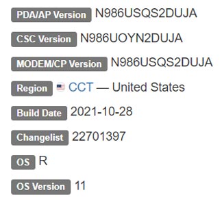 Samsung Galaxy Note 20 Ultra 5G Comcast USA Android 11 Firmware Details