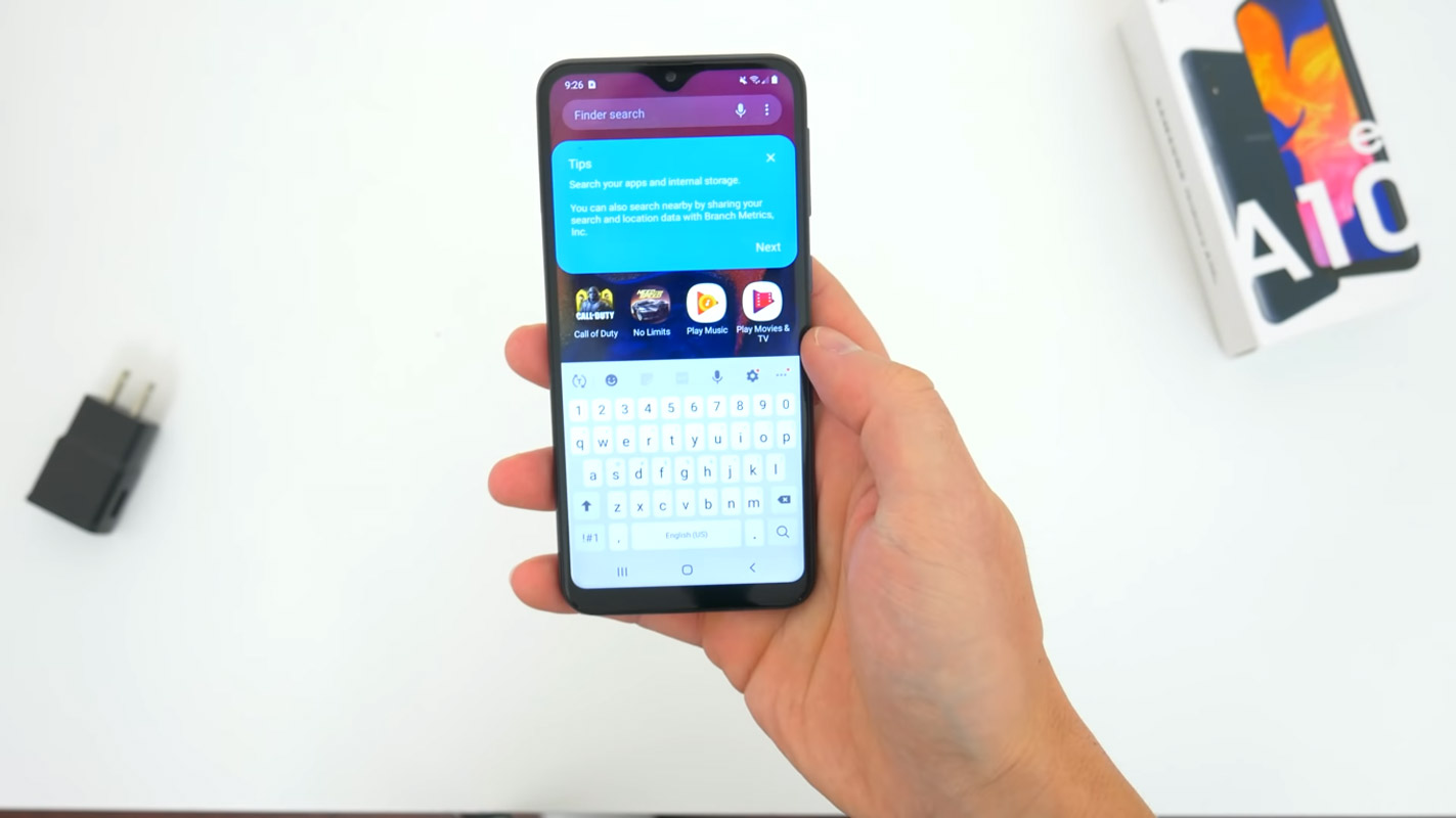 samsung galaxy a10e search apps