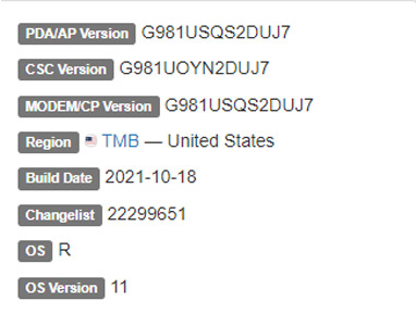 samsung galaxy s20 5g android 11 t-mobile firmware details