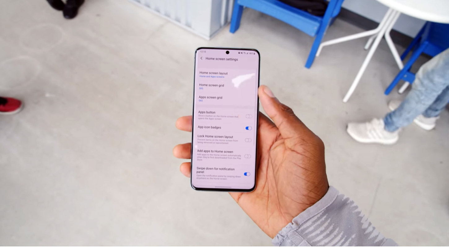 samsung galaxy s20 5g home screen settings