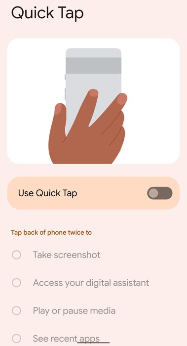 Android 12 Quick Tap