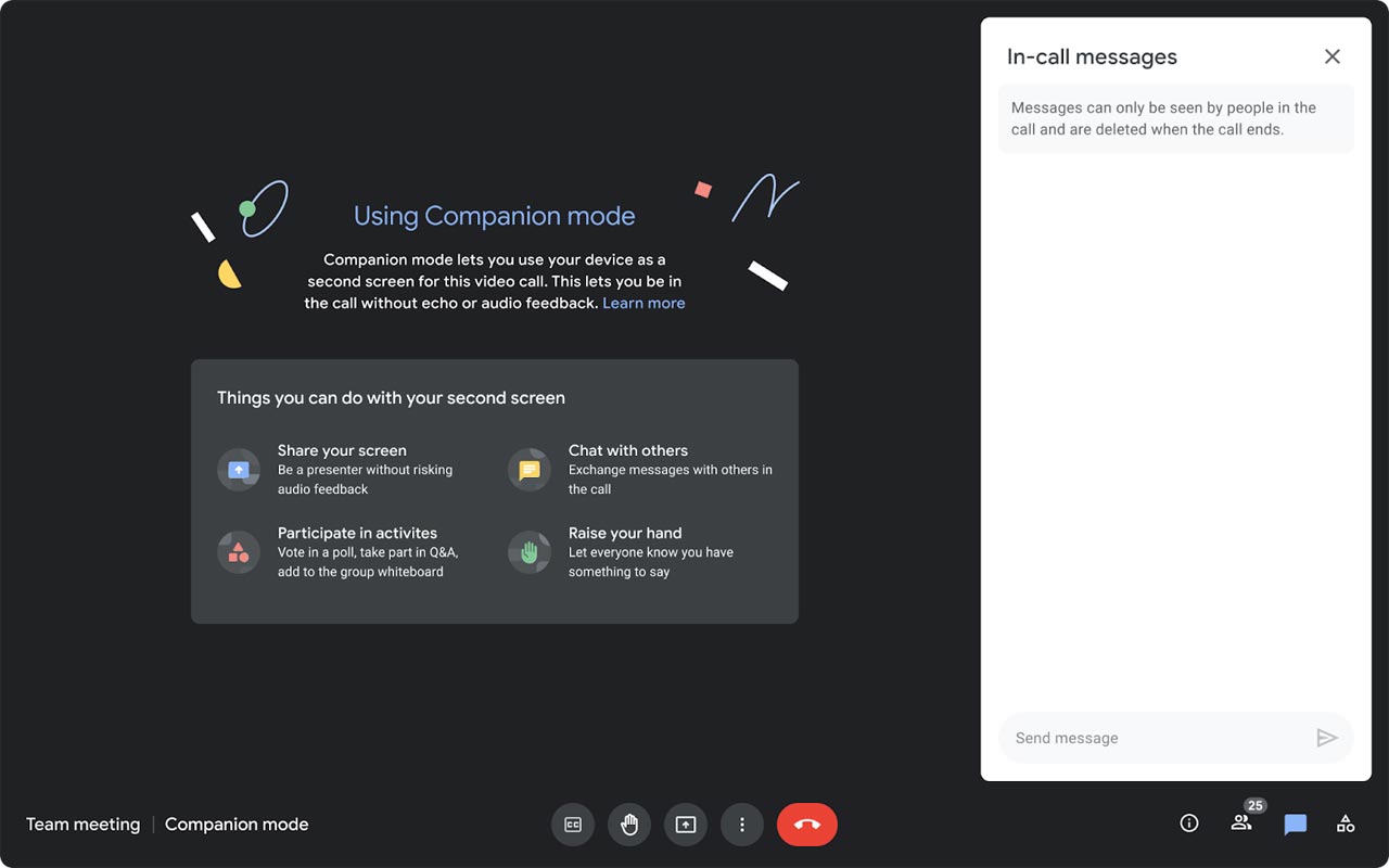 Google Meet Companion Mode Screen