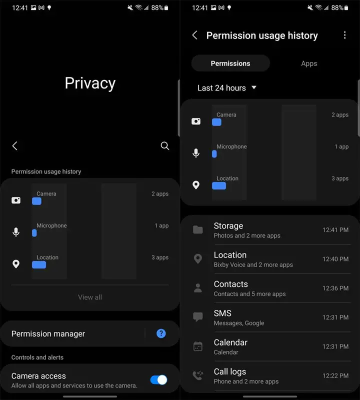 One UI 4 Privacy Screenshots