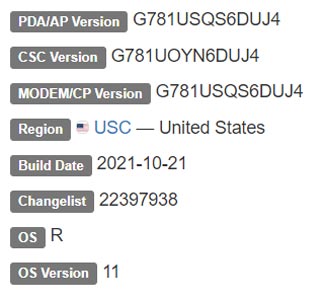 Samsung Galaxy S20 FE 5G US-Cellular Android 11 Firmware Details